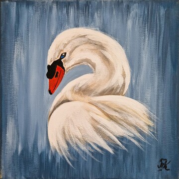 Labod, akril-platno, 30x30 cm, 2025, Martina Kozamernik